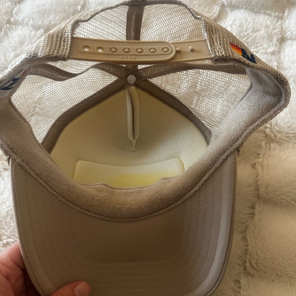 Aviator Nation Beige Trucker Hat with Red and Black Patch - Picture 4 of 4
